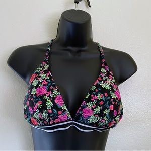 Xhilaration Sporty Floral Striped Crisscross Bikini Swim Top - Juniors